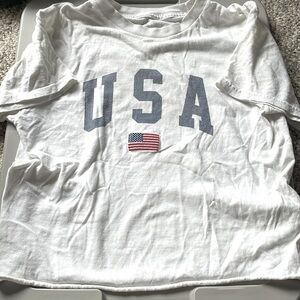 USA cropped tee with embroidered flag